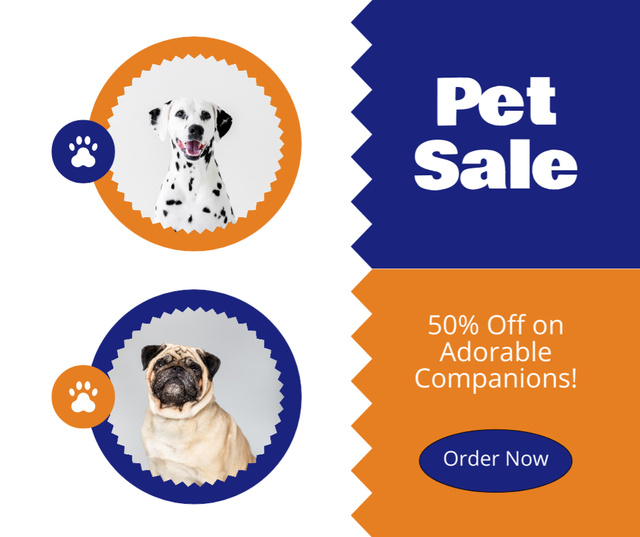 Platilla de diseño Adorable Dogs to Become Your Companions Facebook