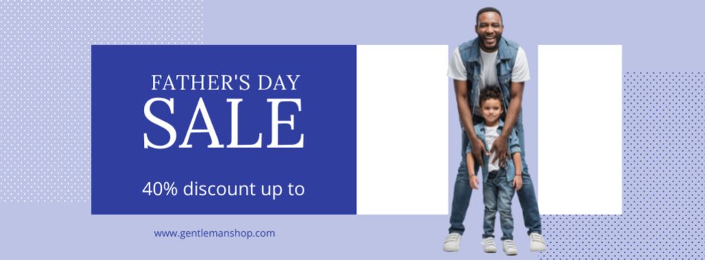 Father's Day Sale with African American Family Facebook cover – шаблон для дизайна