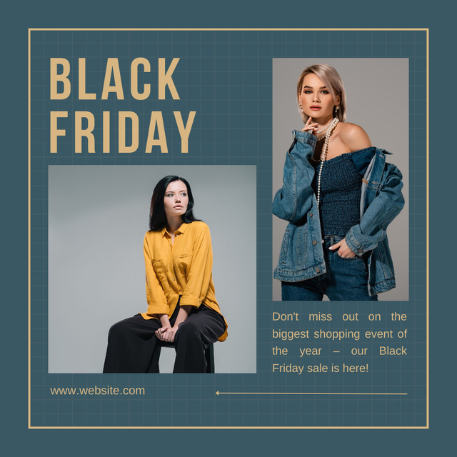 Designvorlage Don't Miss Black Friday Fashion Sale für Instagram AD