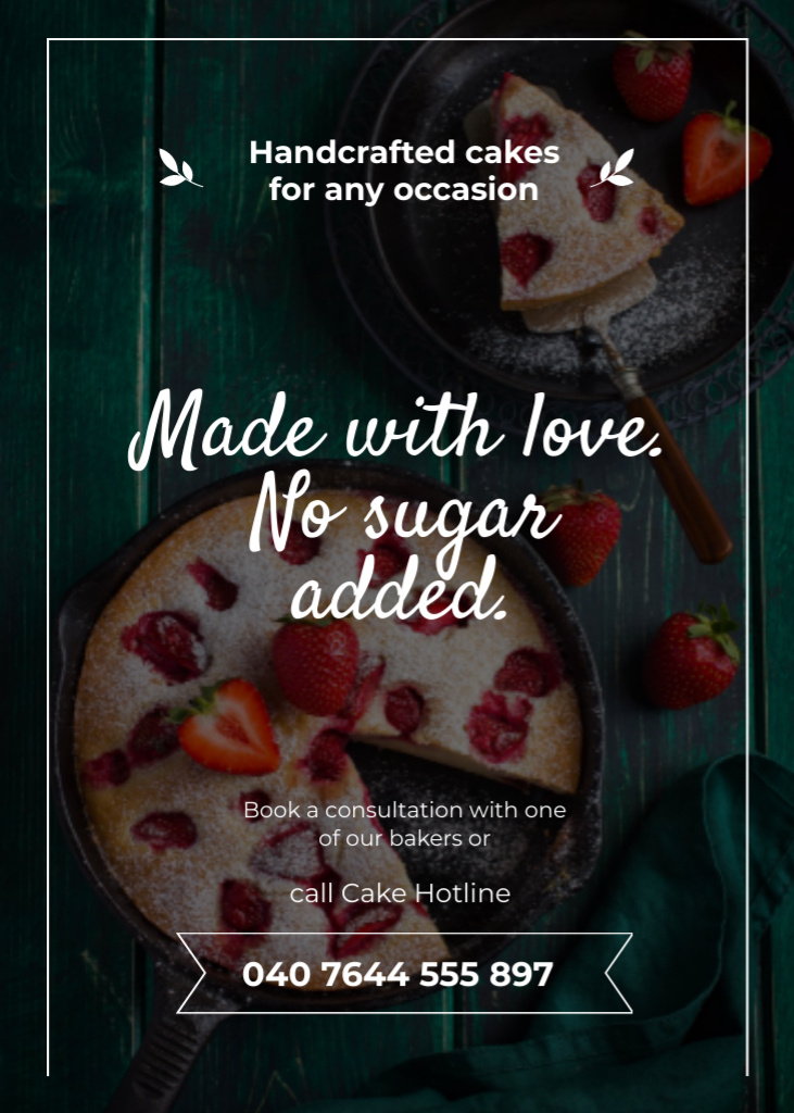 Bakery Ad with Strawberry Tart Flayer Πρότυπο σχεδίασης