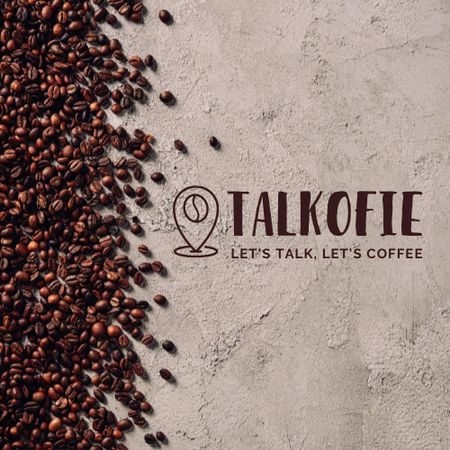 Coffee Shop Ad with Coffee Beans Logo Design Template