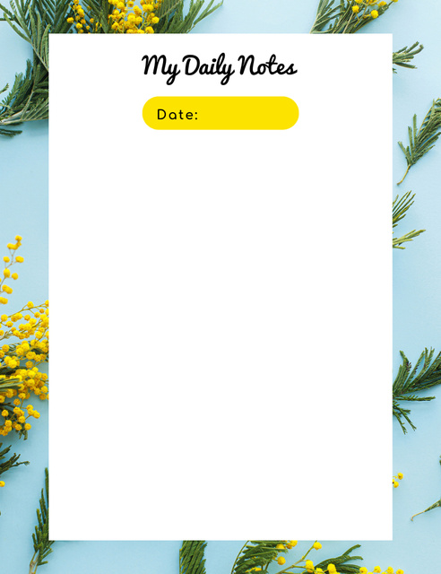 Daily Planner with Spring Flower Twigs Notepad 107x139mm Design Template