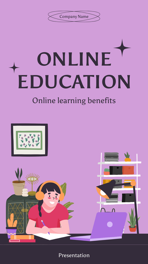 Description Of Benefits For Online Education Mobile Presentation Tasarım Şablonu