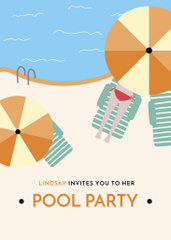 Summer Party Invitation with Umbrella by Swimming Pool