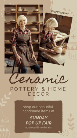 Offer of Handmade Ceramics and Pottery for Home Decor Instagram Story Design Template