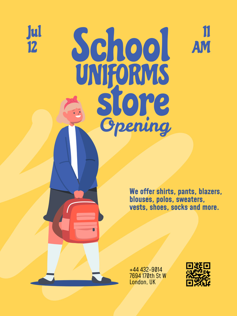 School Uniforms Store Opening Poster 36x48inデザインテンプレート