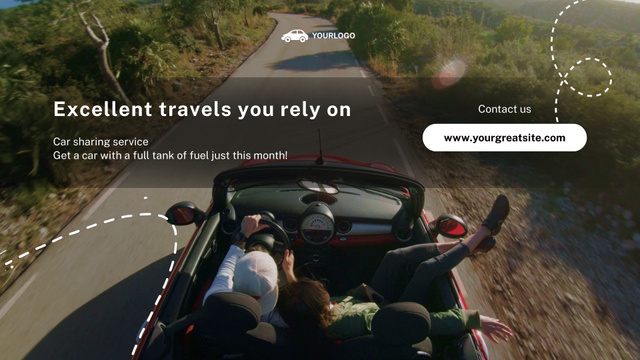 Ontwerpsjabloon van Full HD video van Car Sharing Service Travels With Full Fuel Tank