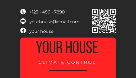 House Climate Control Technology Red and Grey Business Card US Design Template