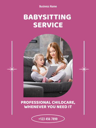 Babysitting Services Offer with Little Girl Poster US Design Template