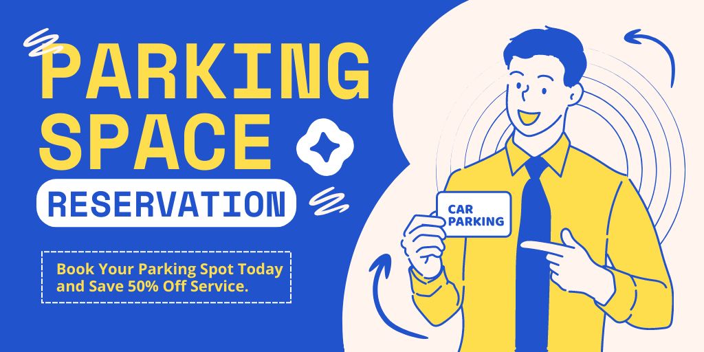 Parking Space Reserve Services in City Twitter Design Template
