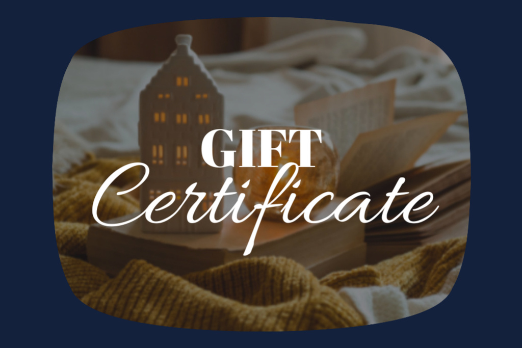 Winter Offer with Cozy Home Decorations Gift Certificate Design Template