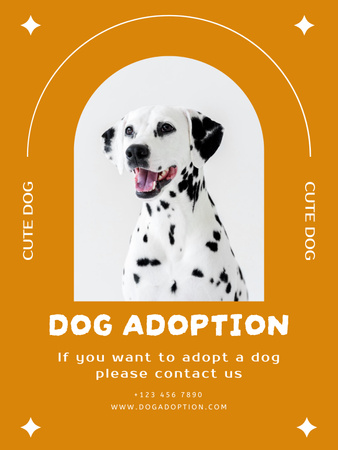 Dog Adoption Ad with Cute Dalmatian Poster US Design Template