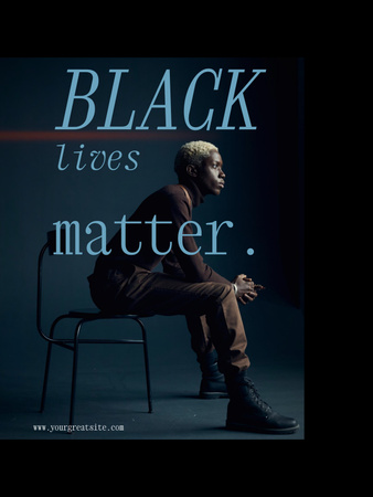Ontwerpsjabloon van Poster 36x48in van Black Lives Matter-slogan met Afro-Amerikaanse man op donkere achtergrond