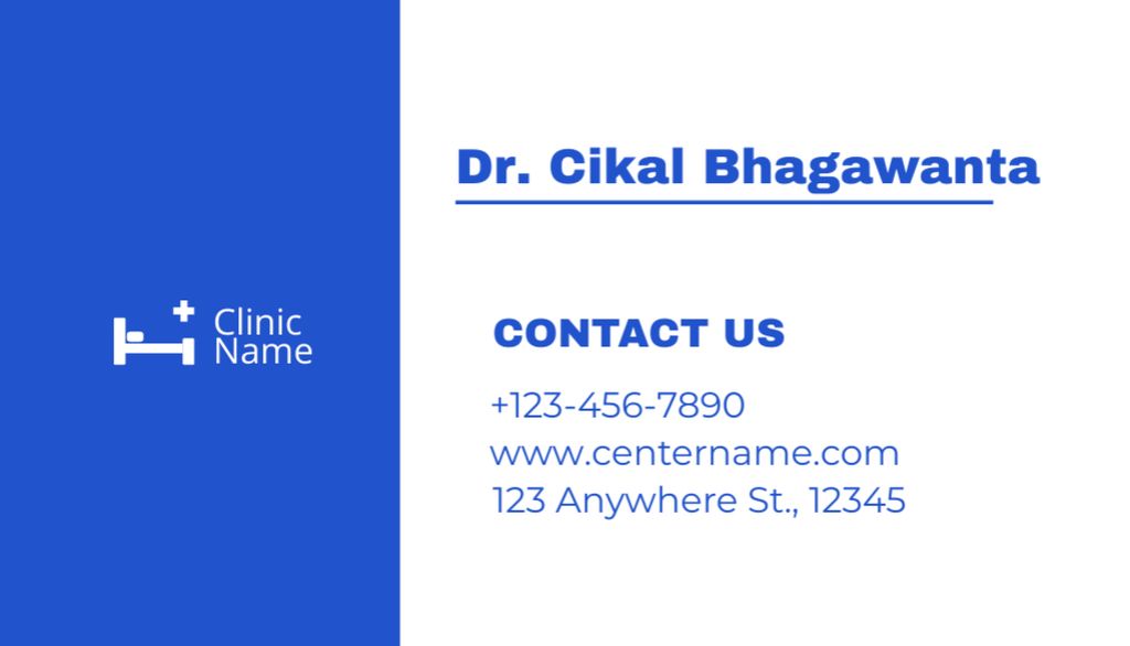 Designvorlage Pediatrician Services Promo on Blue and White für Business Card US