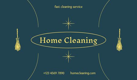 Ontwerpsjabloon van Business card van Cleaning Services Offer with Brooms