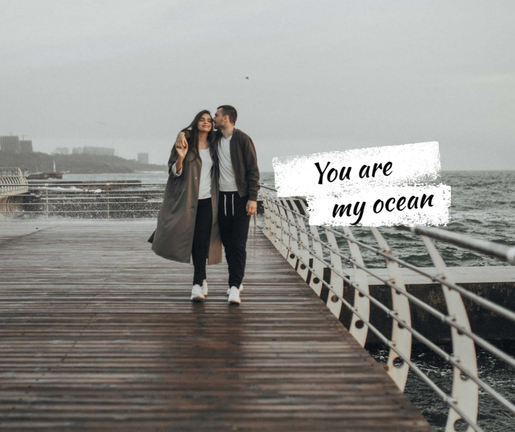 Lovers Couple at the pier Facebook Design Template