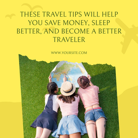 Designvorlage Tips for Travelling with Three Tourists für Instagram