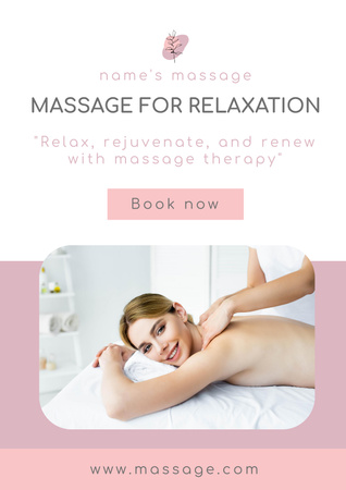 Massage Therapy Promotion with Beautiful Woman Poster Design Template