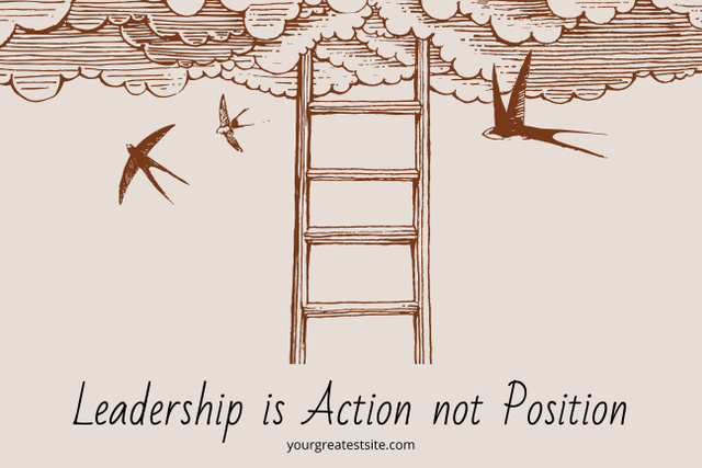 Citation about Leadership with Staircase Sketch Poster 24x36in Horizontal Tasarım Şablonu