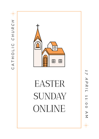 Easter Holiday Celebration with Illustration of Church Flayer – шаблон для дизайна