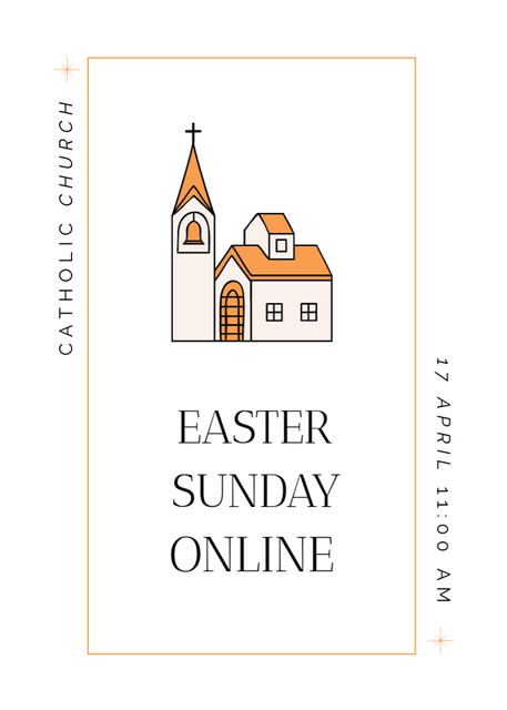 Easter Holiday Celebration with Illustration of Church Flayer Design Template