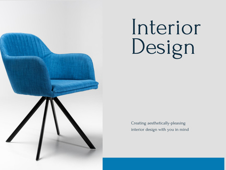 Modern Blue Armchair on Interior Design Presentation – шаблон для дизайну