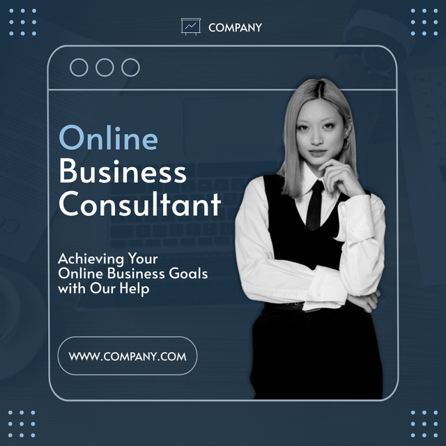 Modèle de visuel Online Consulting Services with Woman in Business Suit - LinkedIn post