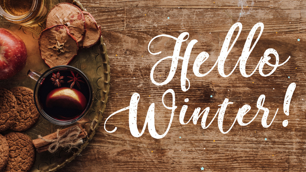 Tray with Winter Mulled Wine and Treats Zoom Background – шаблон для дизайну