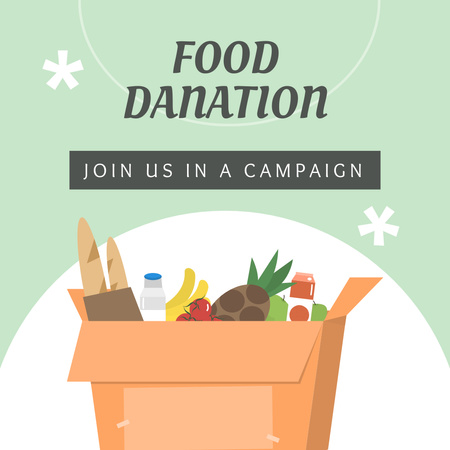Ontwerpsjabloon van Instagram van Aankondiging van voedseldonatie