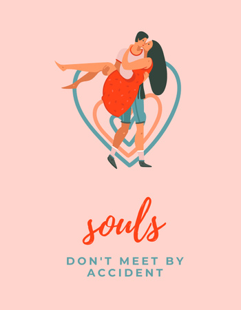 Phrase about Souls with Lovers T-Shirt Design Template