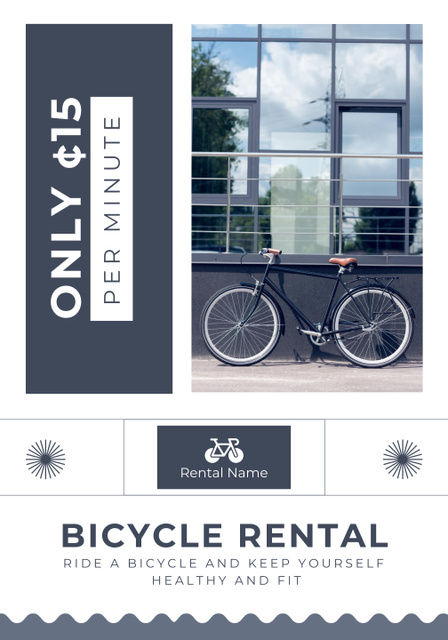 Impressive Bicycle Rental Service Offer With Price For Minute Poster 28x40in Šablona návrhu