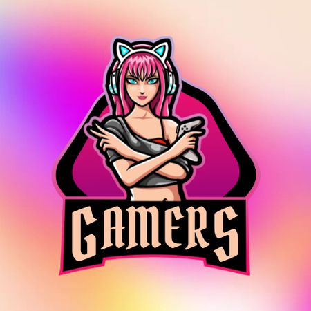 Modèle de visuel Emblème de la communauté de jeu sur dégradé violet - Animated Logo