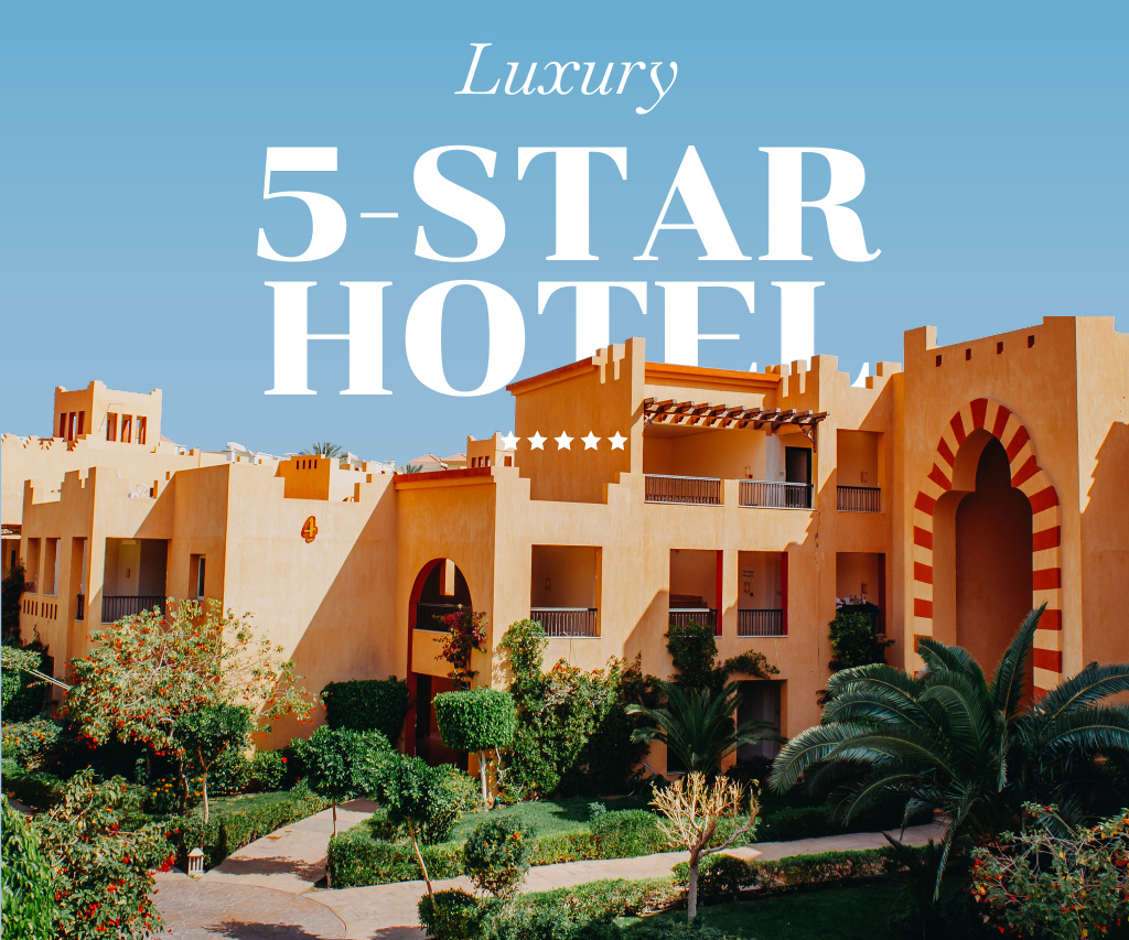 Summer Travel Offer with Luxury Hotel Large Rectangle Tasarım Şablonu