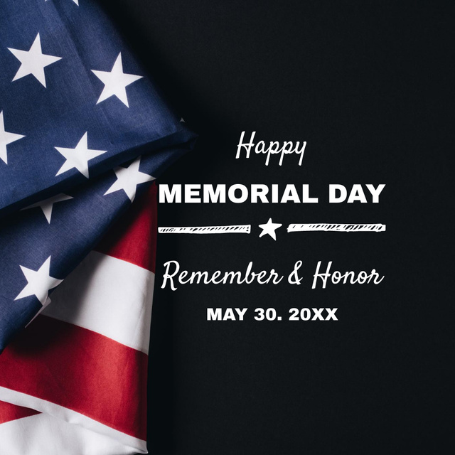 Happy Memorial Day with American Flag And Quote Instagram Šablona návrhu