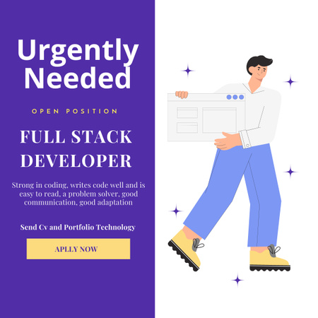 Platilla de diseño Full Stack Developer is Needed LinkedIn post