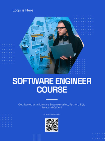 Software Engineer Course Announcement Poster US Design Template