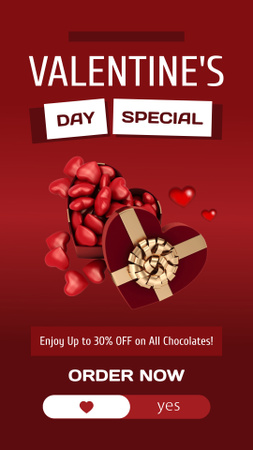 Valentine's Day Discount For All Chocolates In Shop Instagram Story Design Template