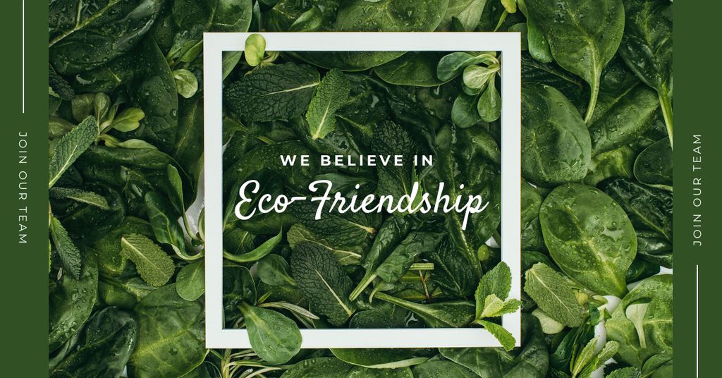 Eco Friendship Concept Green plant leaves Facebook AD tervezősablon