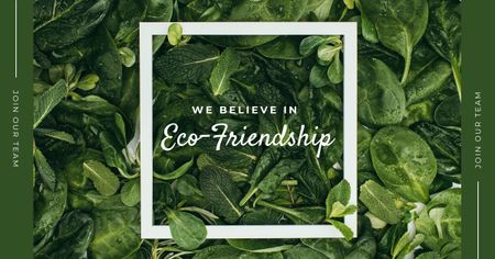 Eco Friendship Concept Green plant leaves Facebook AD Design Template
