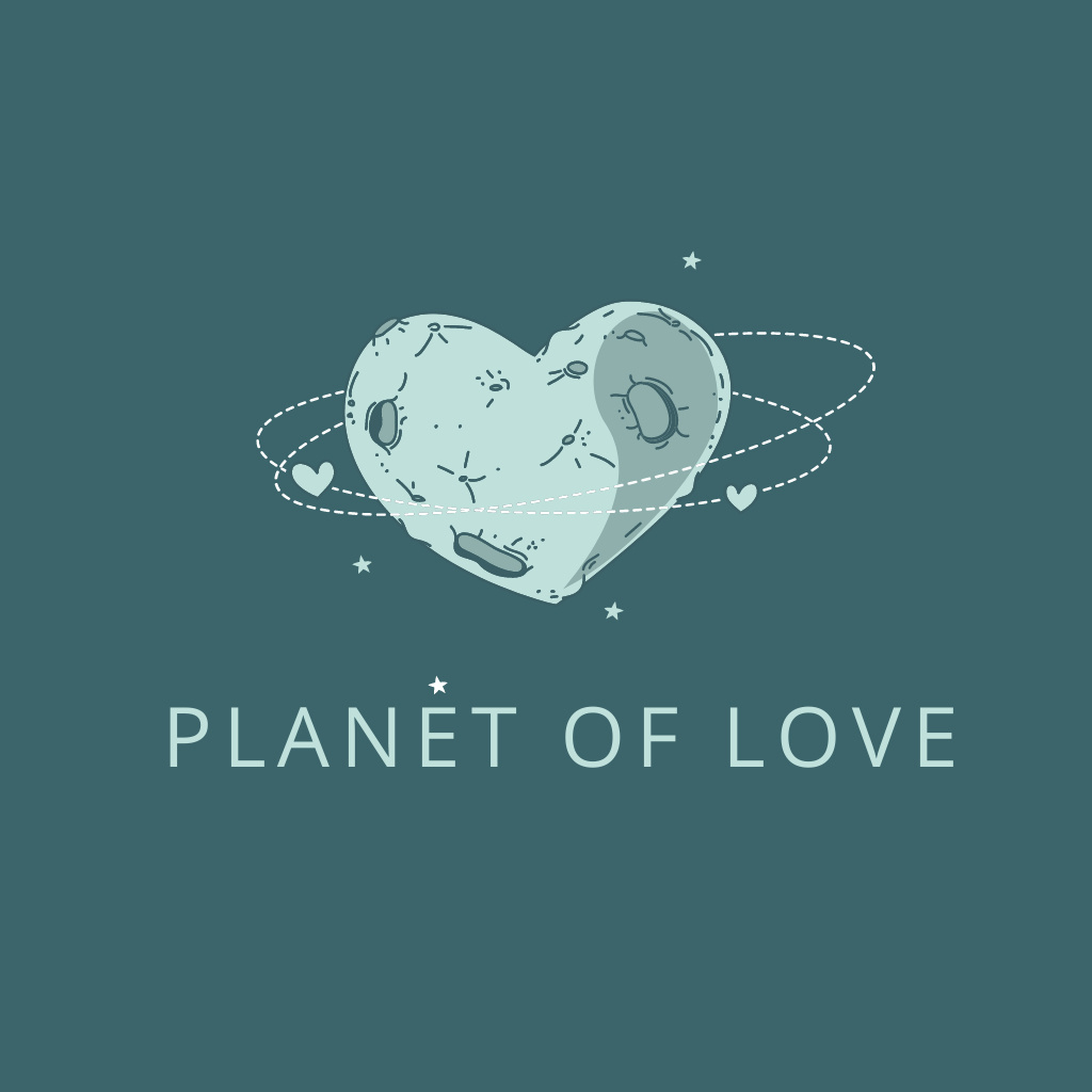Love Planet Emblem Logo Design Template