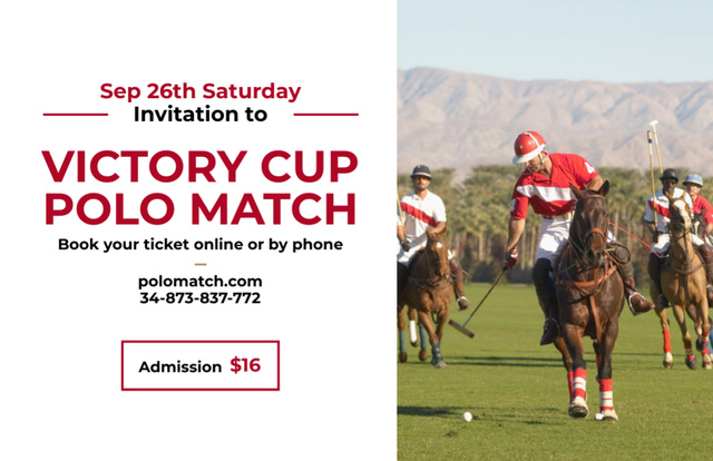 Teams Playing Polo on Green Lawn Flyer 5.5x8.5in Horizontal Design Template