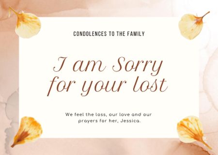 Designvorlage Card - I am Sorry for your lost für Card
