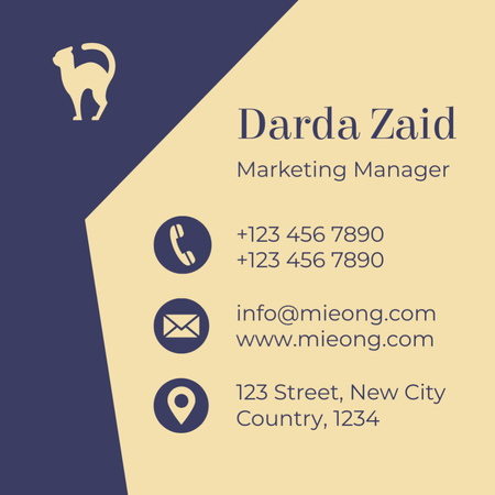 Marketing Manager Contacts Information Square 65x65mm Design Template