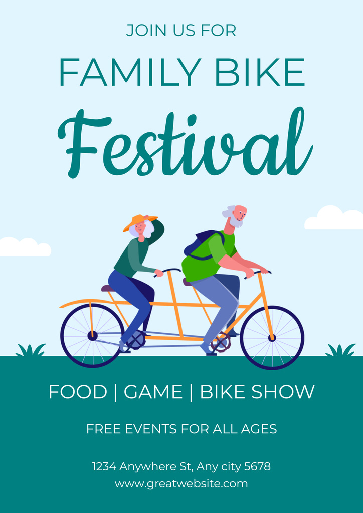 Ontwerpsjabloon van Poster van Age-Friendly Family Bike Festival Announcement