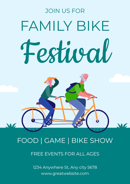 Age-Friendly Family Bike Festival Announcement Poster Design Template