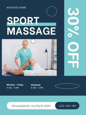 Sports Massage Discount Offer Poster US Design Template