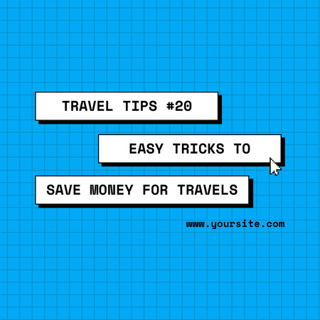 Designvorlage Reisetipps zum Geldsparen in Blau für Instagram
