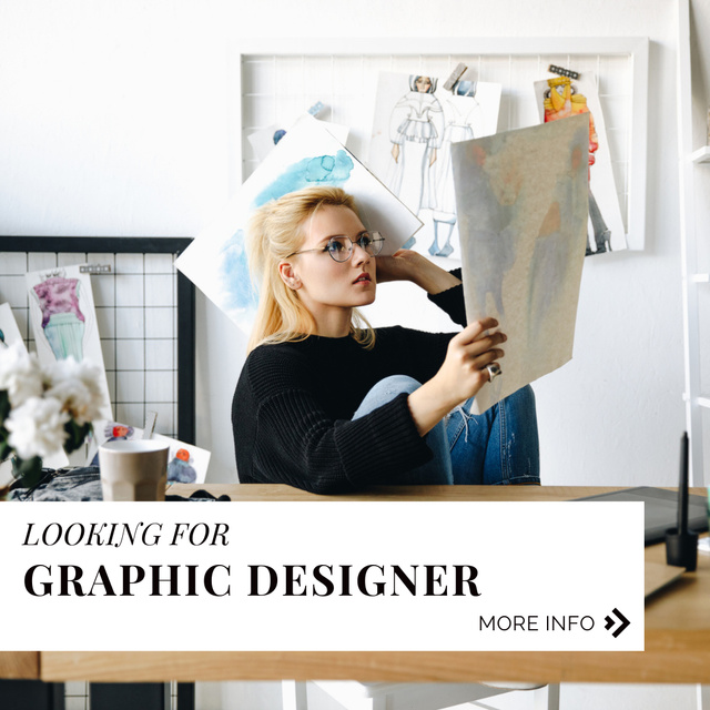 Girl with Sketches of Clothes Instagram Modelo de Design