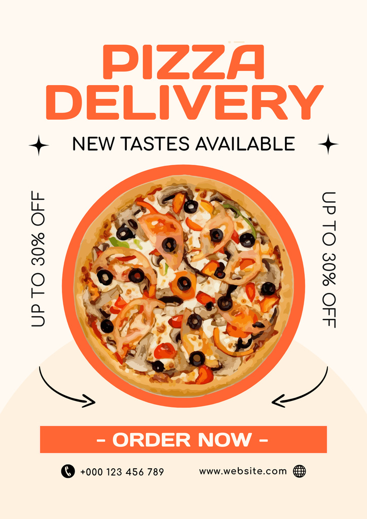 New Taste Pizza Delivery Offer Posterデザインテンプレート