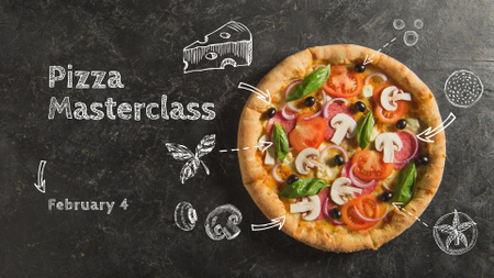 Italian Pizza Masterclass promotion FB event cover Design Template